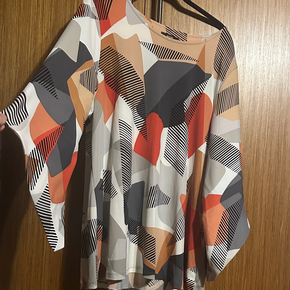 Alfani Multicolor Abstract Blouse
